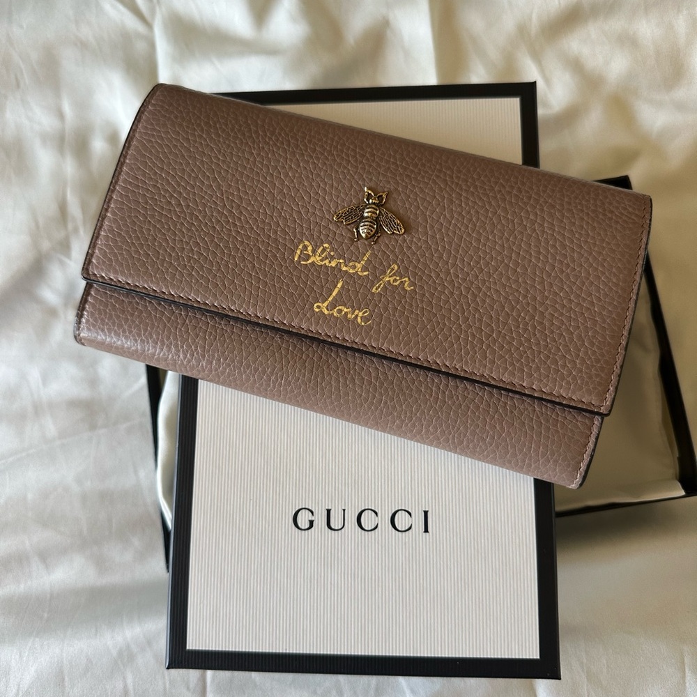 Gucci Blind for Love Mauve Pink Wallet with Box Pristine Condition